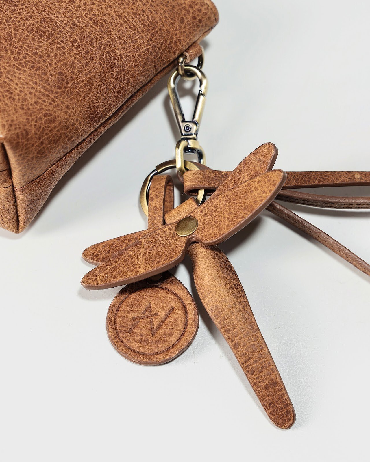 Dragonfly Leather Keychain