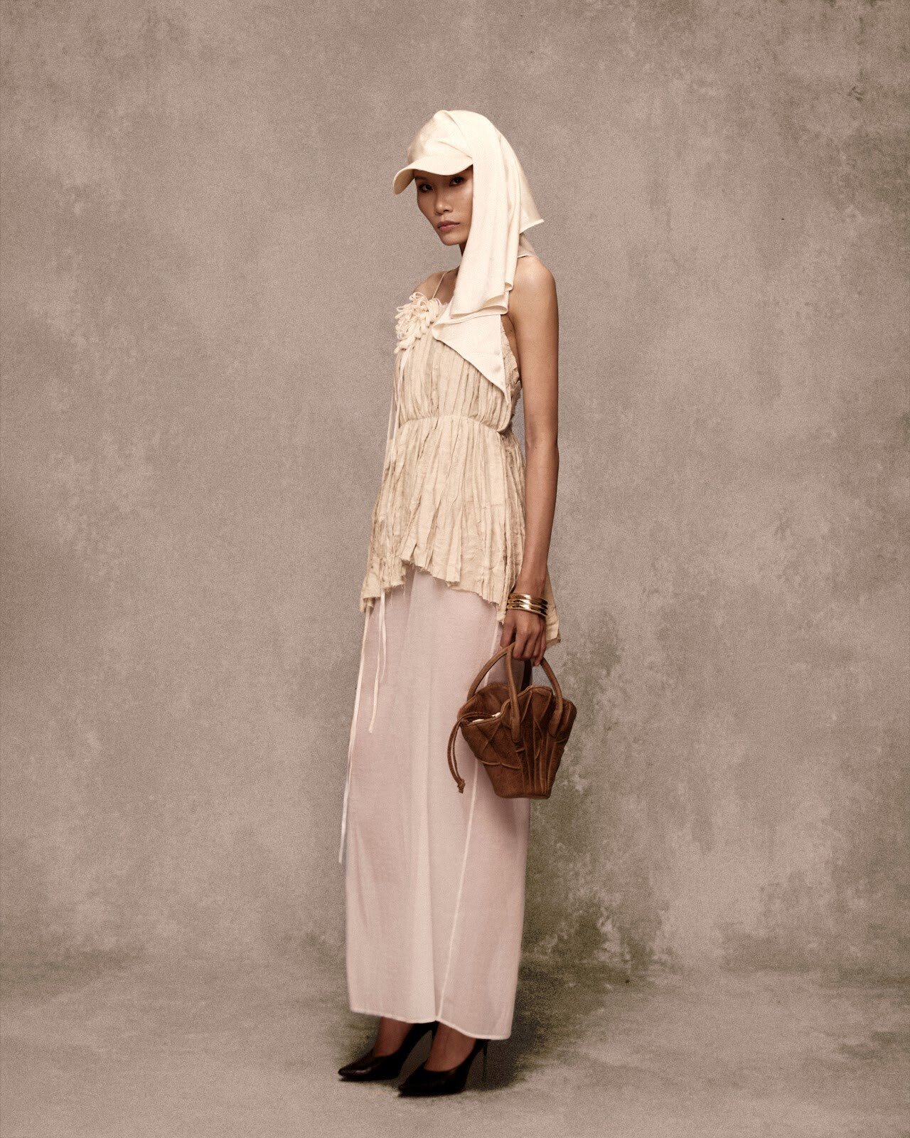 Dried Lotus Leaves Leather Bag