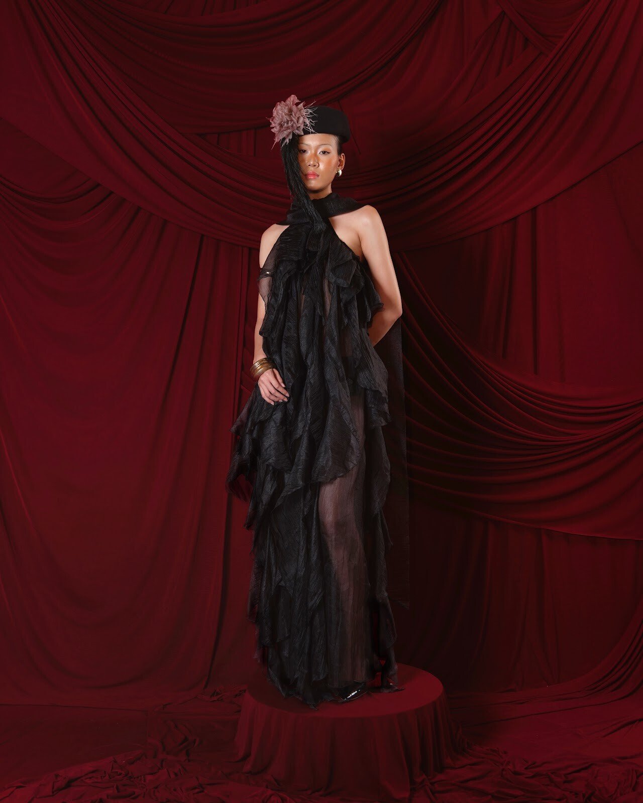 Dập Dìu Chiffon Ruffle Gown